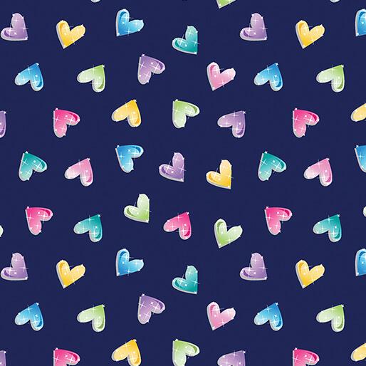 Fairytale Dreams Bejeweled Hearts - Navy