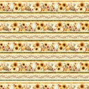 Fall Into Autumn Border Stripe - Cream  1.5 yard cut