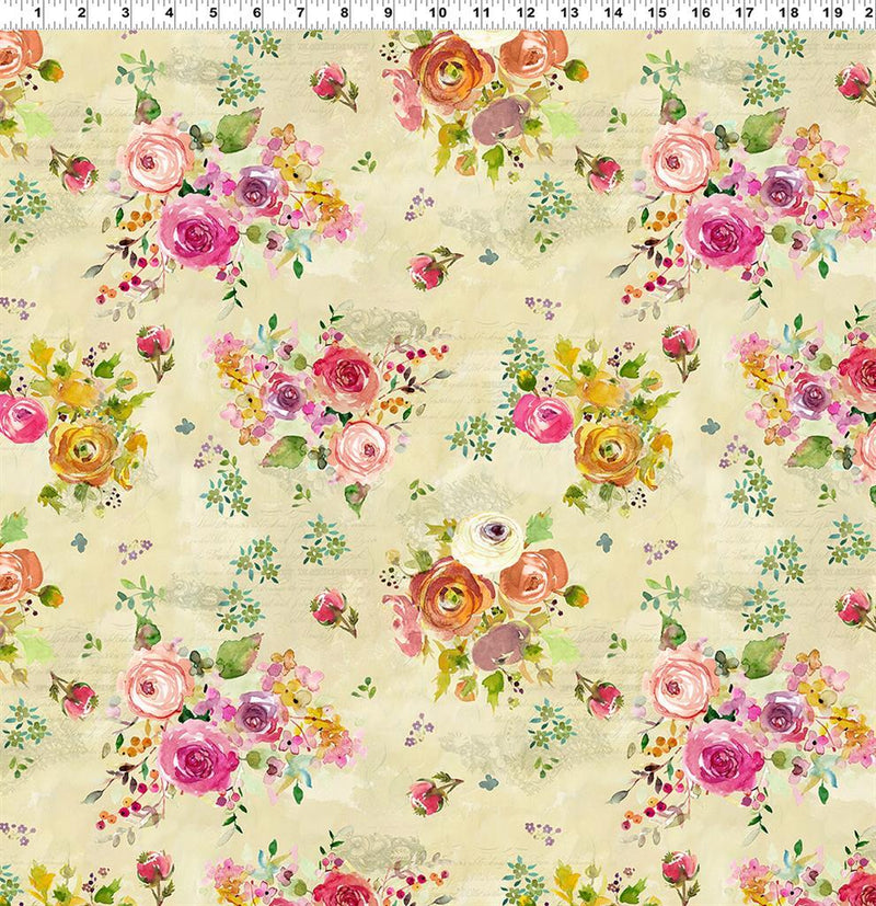 Feathered Friends - Digital Floral Bouquet - Dark Butter
