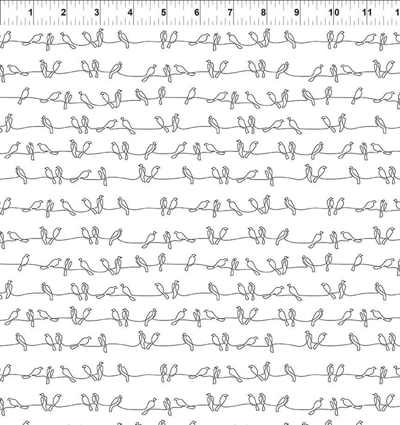 Flock Together Birds on Wire - White