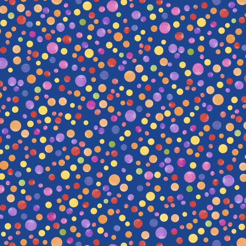 Full Bloom - Multi colored dots Dark Blue