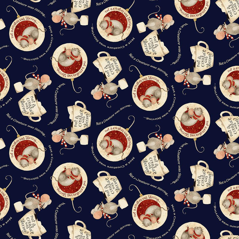 Gingerbread Christmas Mice - Navy Blue