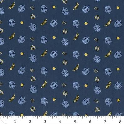Happy Hanukkah Dreidels - Light Navy