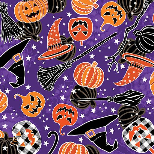 Happy Hauntings Halloween Magic - Purple with Glow in the Dark