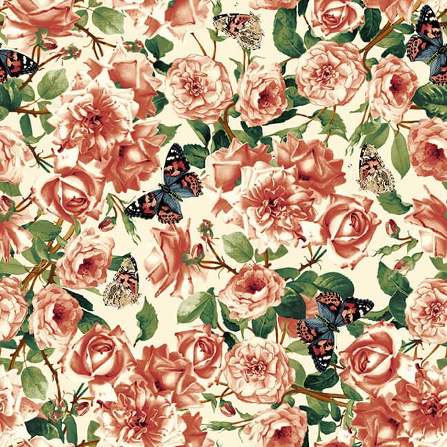 He Leads Me Roses With Butterflies - Ivory