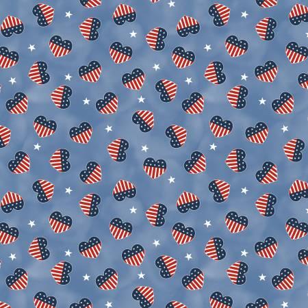 Hearts Anthem Patriotic Heart Toss - Denim