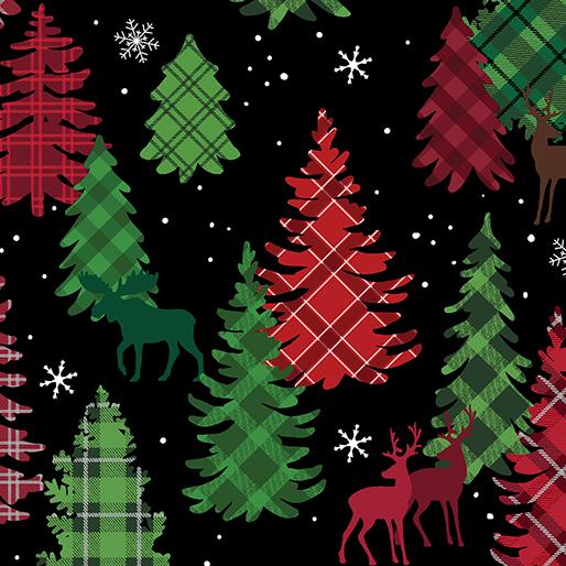 Holiday Farmhouse Plaid Forest - Black