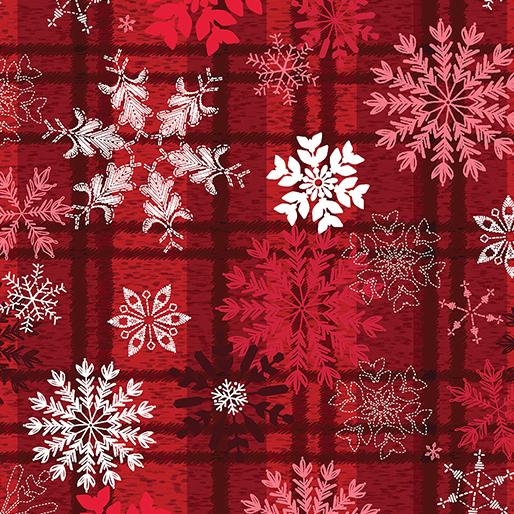 Holiday Farmhouse Plaid Snowflake Plaid - Red