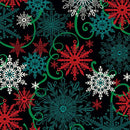 Holiday Frolic Flake Scroll - Teal/Multi
