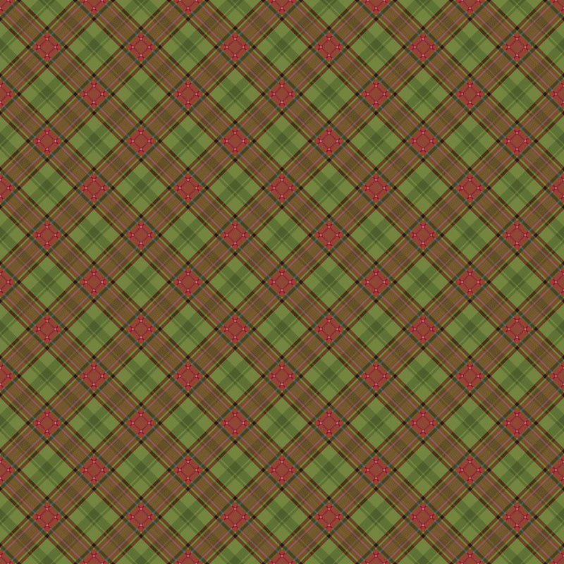 Holiday Nostalgia Diagonal Plaid - Olive