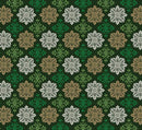 Holiday Nouveau Holiday Meallions - Forest Green with gold metallic accents