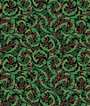 Holiday Nouveau Leaves & Berries - Black with gold metallic accents