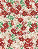 Holiday Nouveau Poinsettia Jacobean - Cream with gold metallic accents