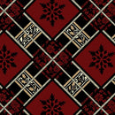 Holiday Tidings Snowflake Diamond - Burgundy/Black with Gold Metallic