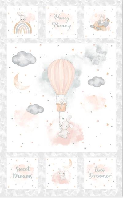 Honey Bunny 27" Panel - White/Gray