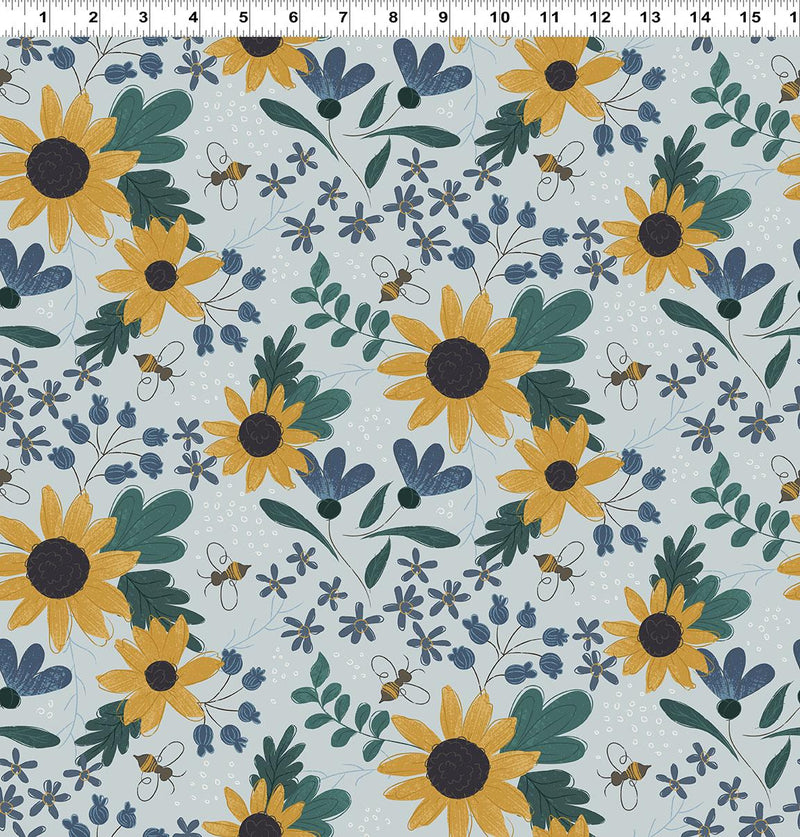 Honeybee Large Sunflowers - Light Teal