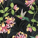 Hummingbirds & Honeysuckle - Black Multi