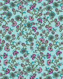 Jacobean Garden Floral Arabesque - Aqua