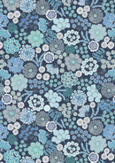 Jardin d'Hiver Flannel Large Winter Floral - Dark Blue