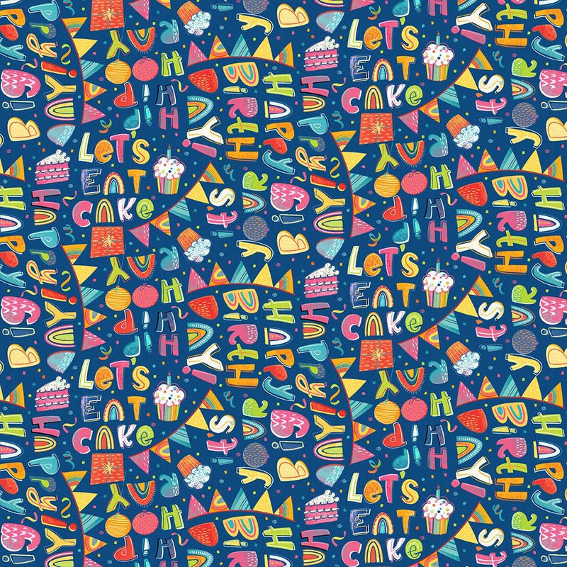 Let's Eat Cake Birthday Words - Navy