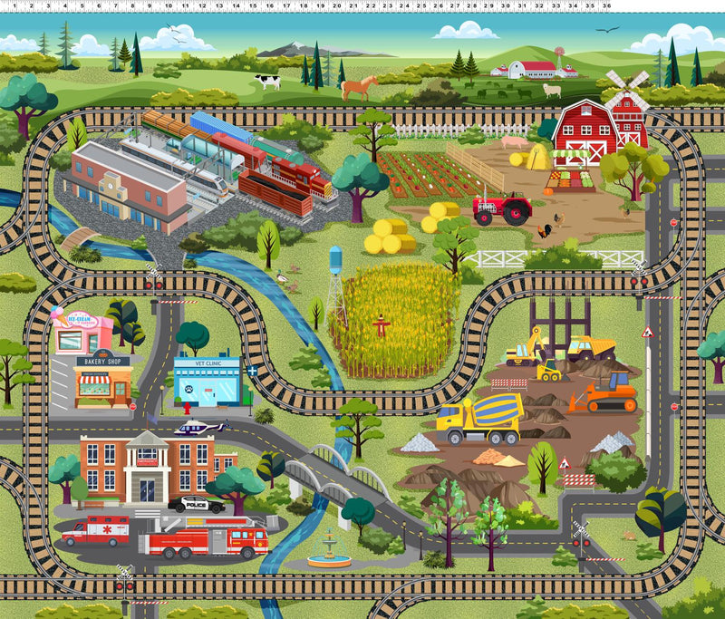 Let's Go 36" Canvas Play Mat - Multi