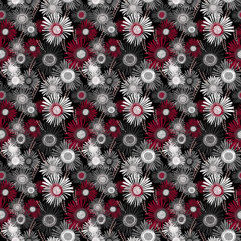 Merlot Crazy Daisies -  Black