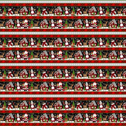 Merry Town - Border Stripe 1 1/2 yard Cut