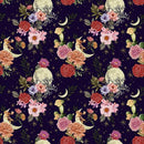 Midnight Rendezvous Moons with Flowers and cactus - Dark Purple