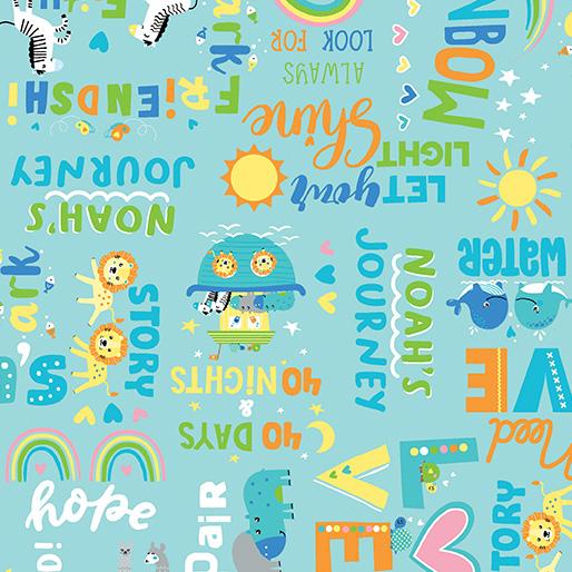 Noah's Journey Two by Two Words - Aqua