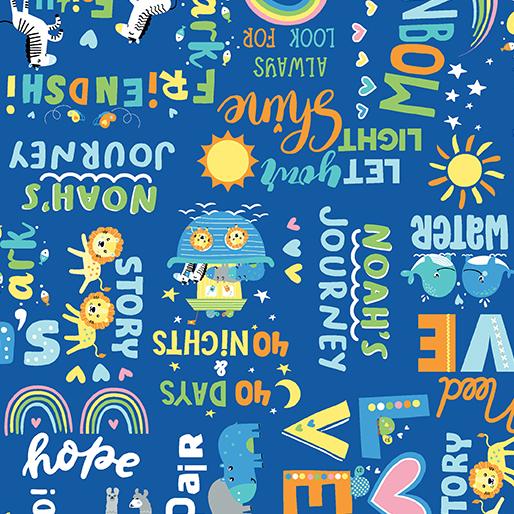 Noah's Journey Two by Two Words - Royal Blue