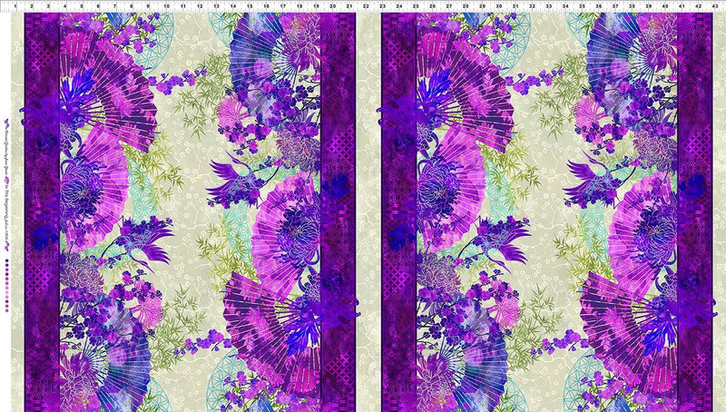 Oriental Gardens Fan Stripe - Purple