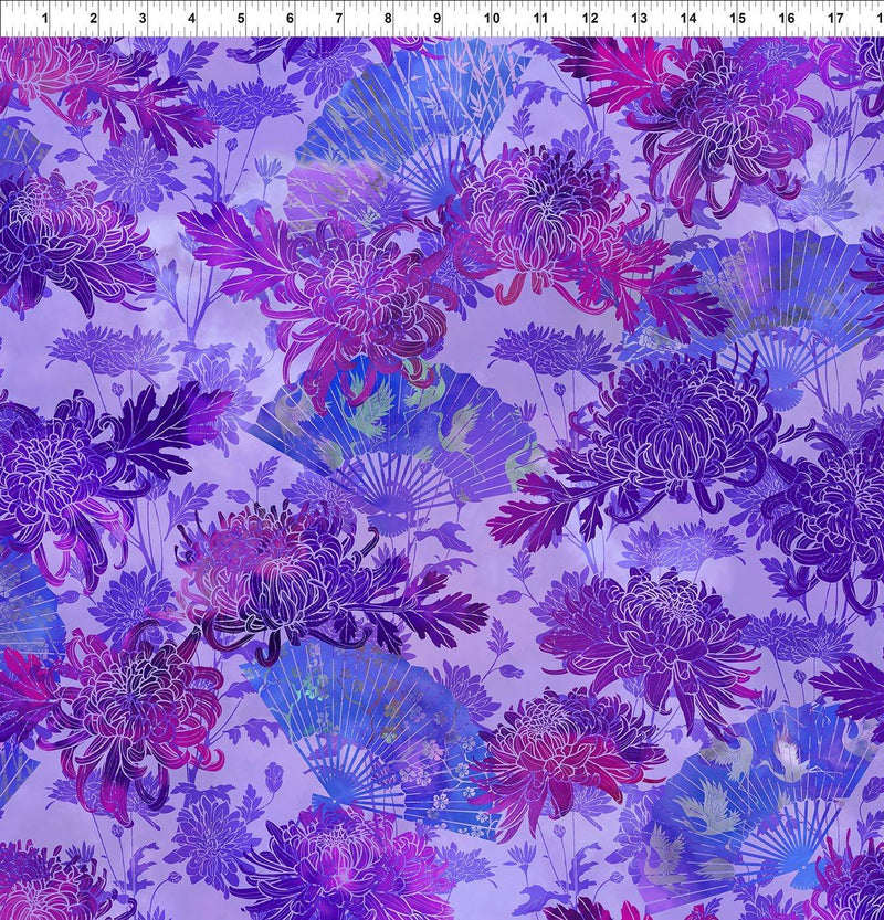 Oriental Gardens Fans & Mums - Purple