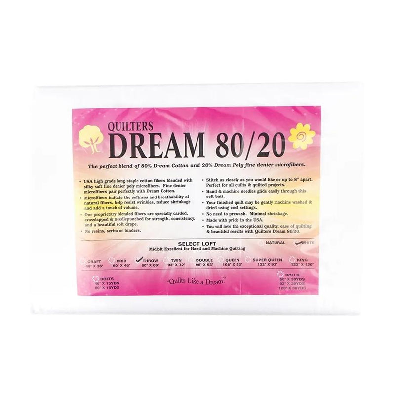 Quilter's Dream 80/20 White Throw 60" x 61"