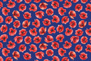 Red,White & Sweet Pretty Poppies - Navy
