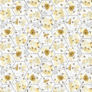 Royal Jelly Bees & Floral in Honeycomb - Ivory