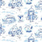 Sandy Toes Scenic Toile - Blue