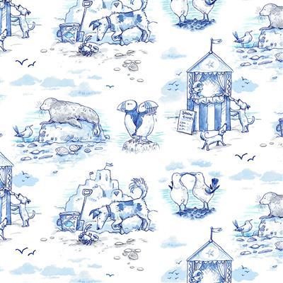 Sandy Toes Scenic Toile - Blue