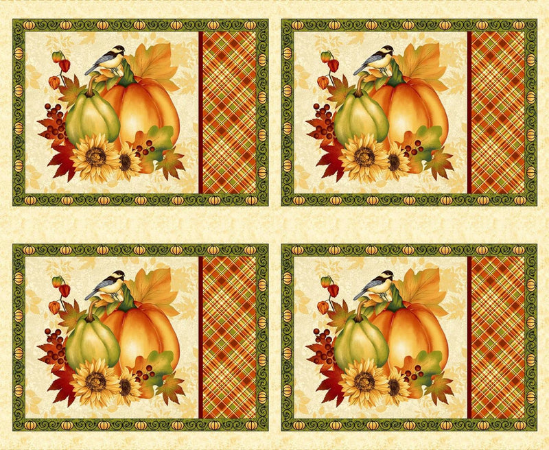 Seeds of Gratitude 36" Placemat panel - Cream