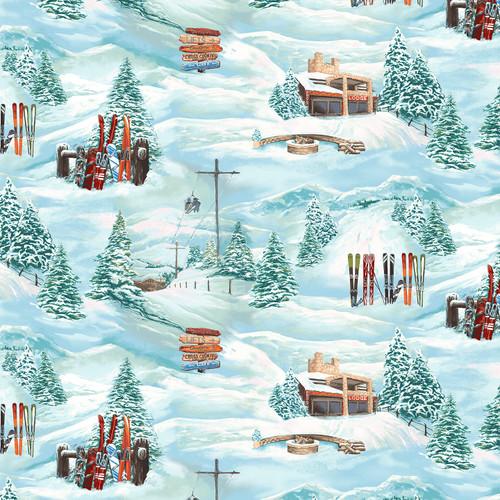 Slopeside Scenic Ski Slope - Light Blue