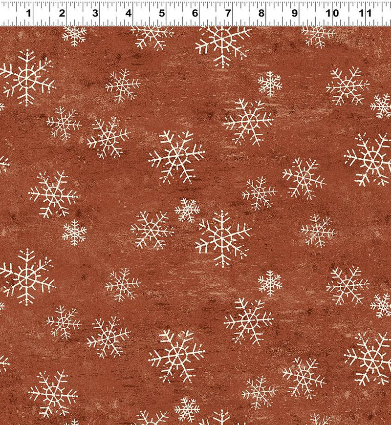 Snow Mountain Flannel Snowflakes - Dark Rust