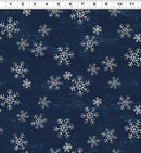 Snow Mountain Flannel Snowflakes - Navy Blue