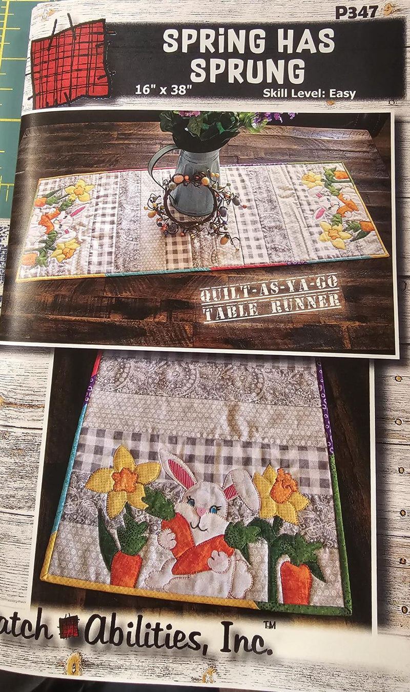 Spring has Sprung Table Runner Pattern with Buttons, Fabric Kit