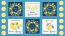 Squeeze the Day 24" Block Panel - Navy/Yellow