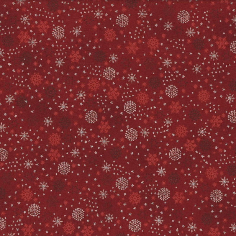 Stof We Love Christmas Snowflake Sprinkle - Red/Silver