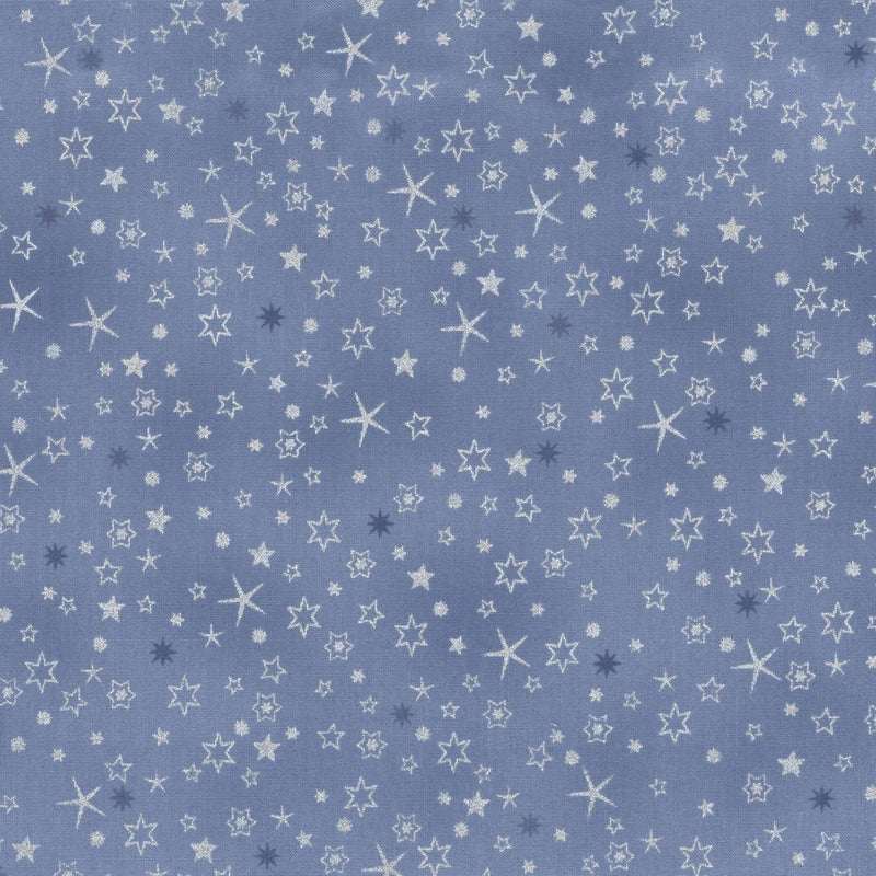 Stof We Love Christmas Stars - Light Blue/Silver