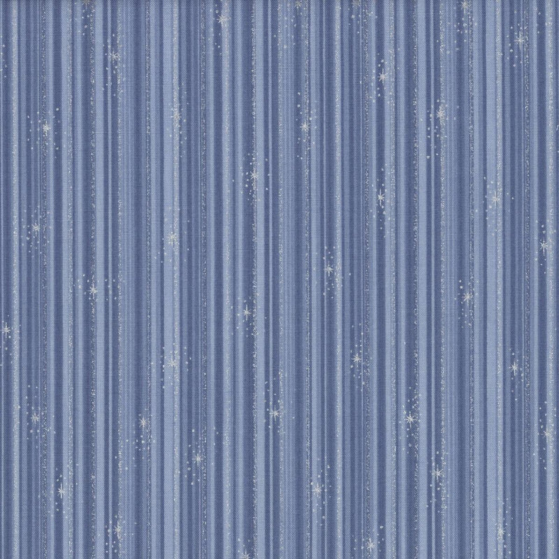 Stof We Love Christmas Stripe - Light Blue/Silver