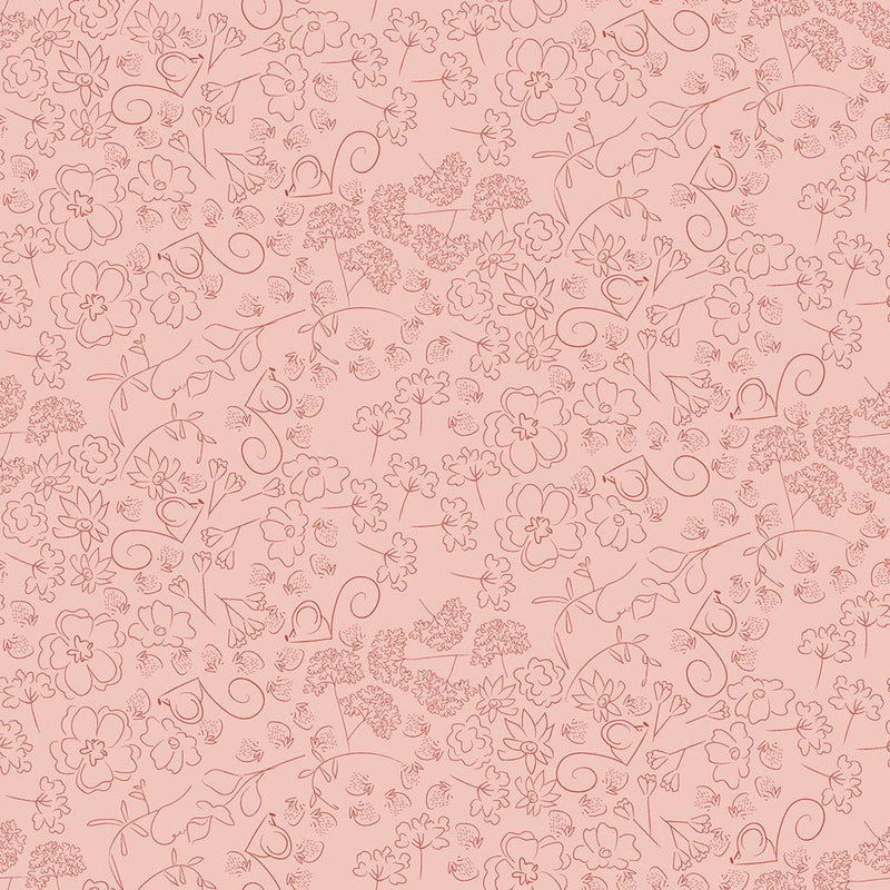 Strawberry Days Linework - Light Coral