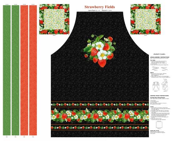 Strawberry Fields 36" Apron Panel - Black
