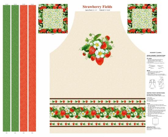 Strawberry Fields 36" Apron Panel - Cream