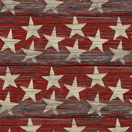 Sweet Land of Liberty Woodgrain Stars - Red